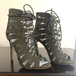 3-inch suede gladiator sandals. Very slightly used